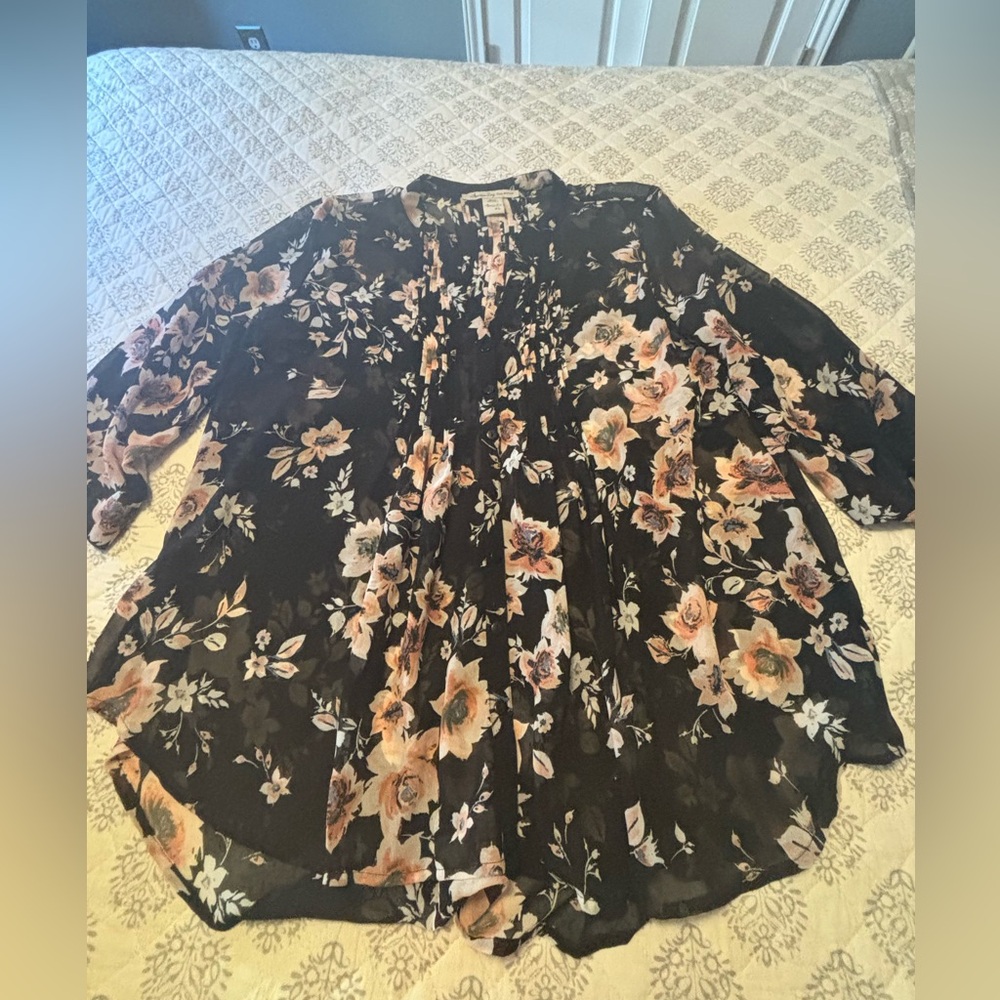 American Rag Black Floral Blouse